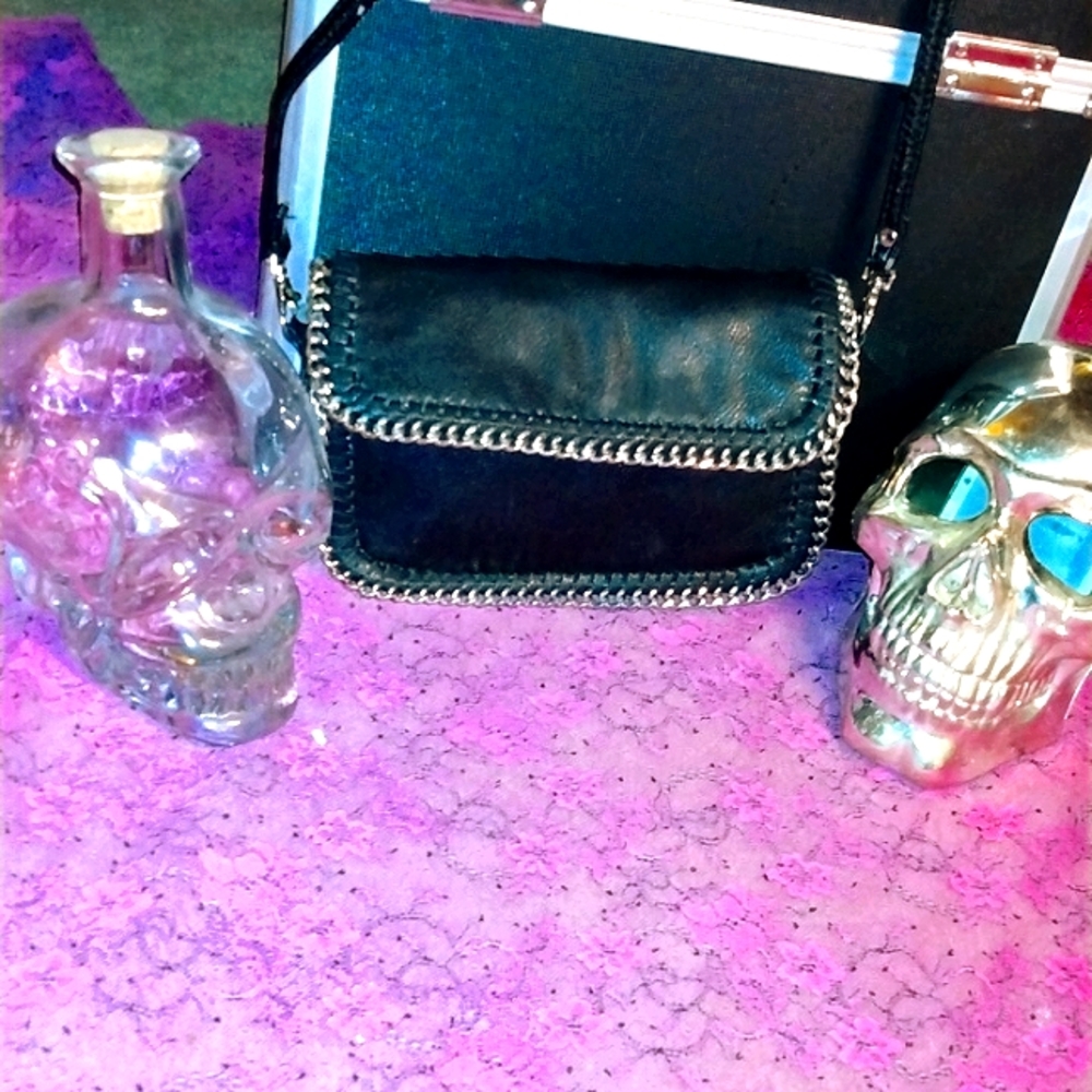 Sondra Roberts leather crossbody with chain detail